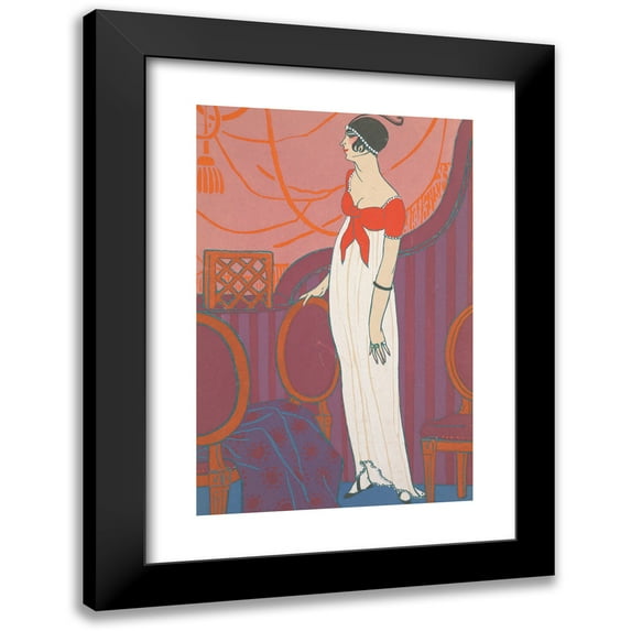 Georges Lepape 17x24 Black Modern Framed Museum Art Print Titled - The Intermission (1912)