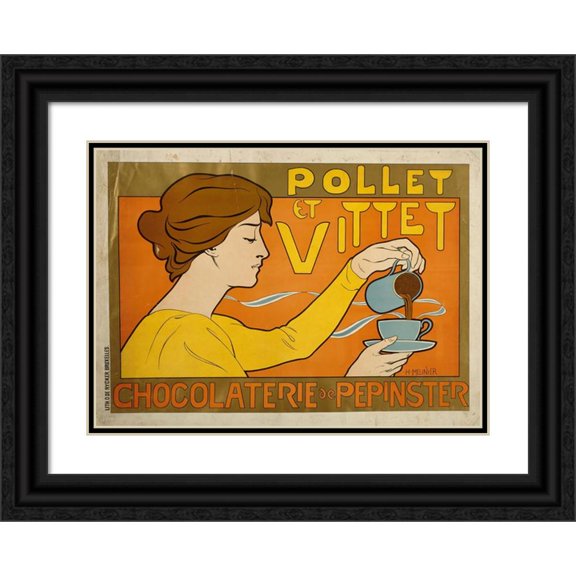 Georges Meunier 18x14 Black Ornate Wood Framed Double Matted Museum Art Print Titled - Pollet Vittet (1896)