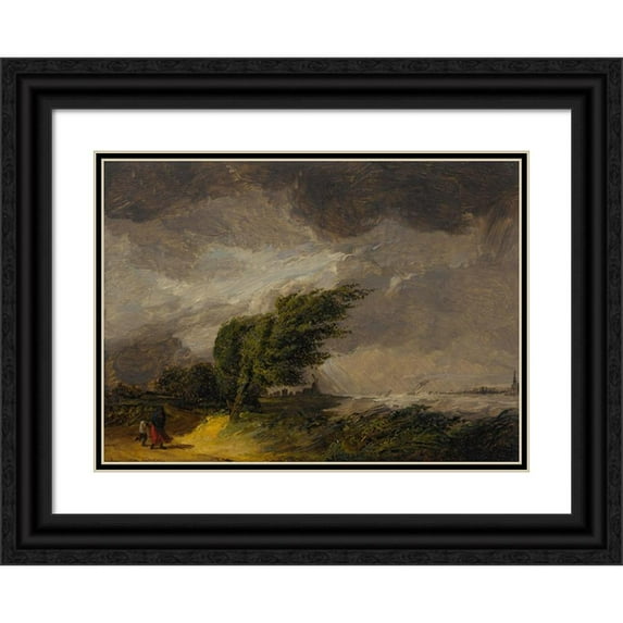 Georges Michel 18x14 Black Ornate Wood Framed Double Matted Museum Art Print Titled - The Approaching Storm
