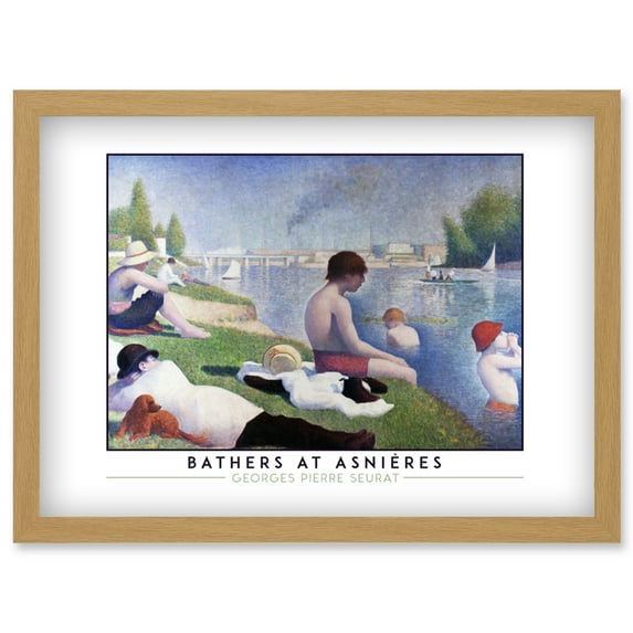 Georges Pierre Seurat Bathers At Asnières Painting Artwork Framed Wall Art Print A4