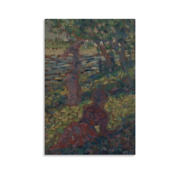 Georges Pierre Seurat Woman in A Park Stippling Oil Painting Adornment Picture Picture Print Canvas Poster Wall Paint Art Posters Decor Modern Home Artworks Gift 12x18inch(30x45cm)
