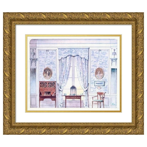 Georges Rémon 24x20 Gold Ornate Framed and Double Matted Museum Art Print Titled - Bedroom (Time of the Constituent) (1907)