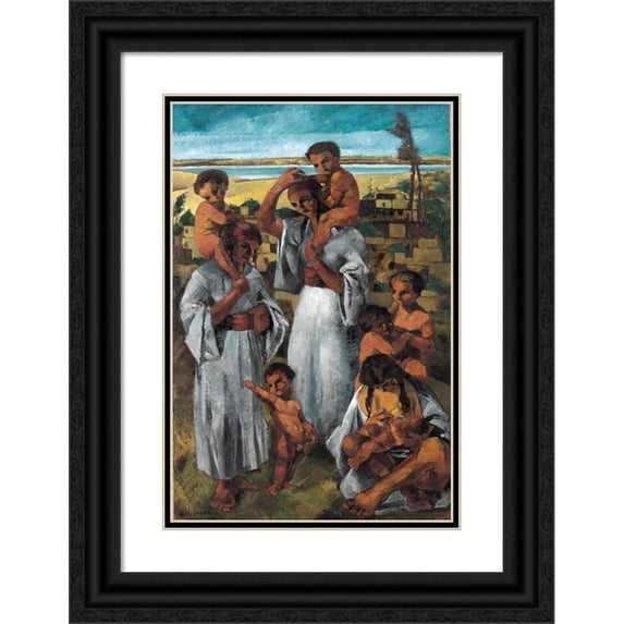 Georges Sabbagh 13x18 Black Ornate Wood Framed Double Matted Museum Art Print Titled - Arab Motherhood (1920 - 1921)