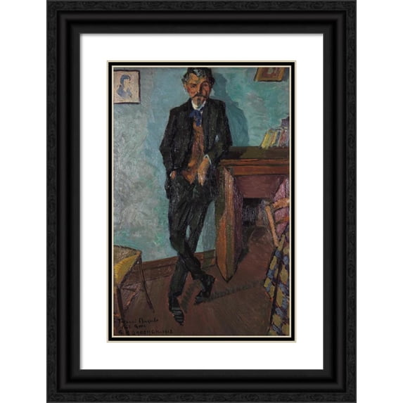 Georges Sabbagh 13x18 Black Ornate Wood Framed Double Matted Museum Art Print Titled - Greek Poet Fernand Mazade (1918)
