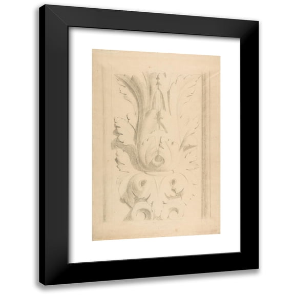 Georges Seurat 11x14 Black Modern Framed Museum Art Print Titled - Architectural Motif; Double Acanthus Fleuron (ca. 1875)
