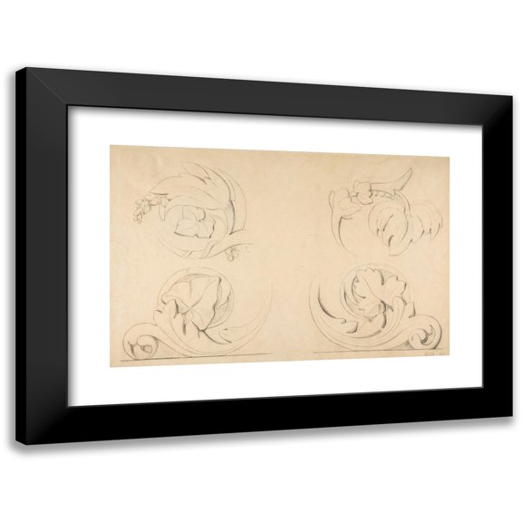 Georges Seurat 14x11 Black Modern Framed Museum Art Print Titled - Architectural Patterns; Four Fines (ca. 1875)