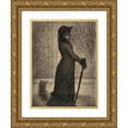 thumbnail image 1 of Georges Seurat 14x18 Gold Ornate Wood Frame and Double Matted Museum Art Print Titled - Woman Strolling (One Elegant) (1884), 1 of 4