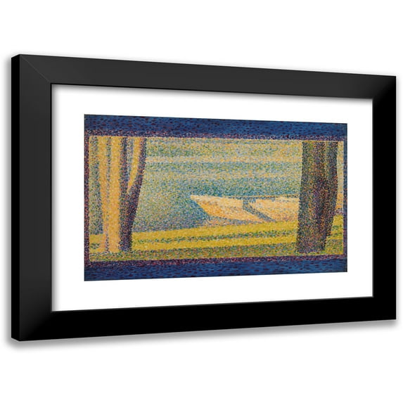 Georges Seurat 18x13 Black Modern Framed Museum Art Print Titled - Moored Boats and Trees