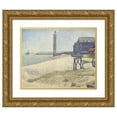 thumbnail image 1 of Georges Seurat 18x15 Gold Ornate Wood Frame and Double Matted Museum Art Print Titled - The Lighthouse at Honfleur (1886), 1 of 4