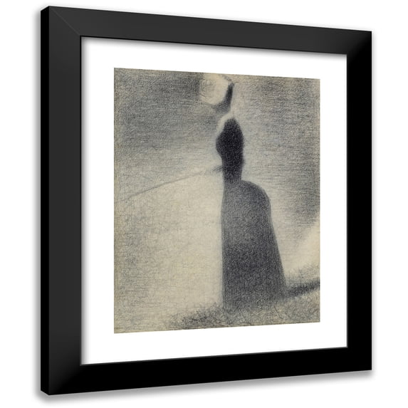 Georges Seurat 19x24 Black Modern Framed Museum Art Print Titled - A Woman Fishing (1884)