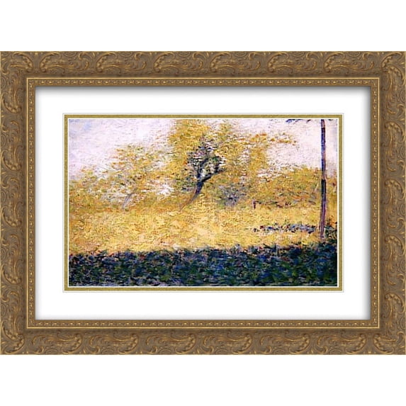 Georges Seurat 2x Matted 24x18 Gold Ornate Framed Art Print 'Edge of Wood, Springtime'
