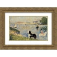 thumbnail image 1 of Georges Seurat 2x Matted 24x18 Gold Ornate Framed Art Print 'Horses in the Water', 1 of 2
