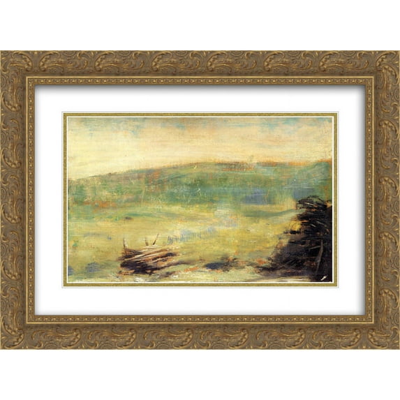Georges Seurat 2x Matted 24x18 Gold Ornate Framed Art Print 'Landscape at Saint-Ouen'