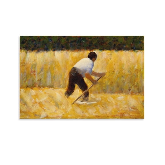 Georges Seurat The Mower Stippling Oil Painting Adornment Picture Canvas Art Poster and Wall Art Picture Print Modern Family bedroom Decor Posters 12x18inch(30x45cm)