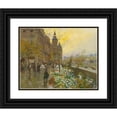 thumbnail image 1 of Georges Stein 24x20 Black Ornate Framed Double Matted Museum Art Print Titled: The Flower Market, 1 of 5