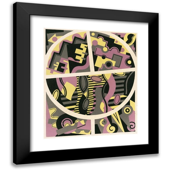 Georges Valmier 12x14 Black Modern Framed Museum Art Print Titled - Decors and Colors Collection Pl.06 (1930)