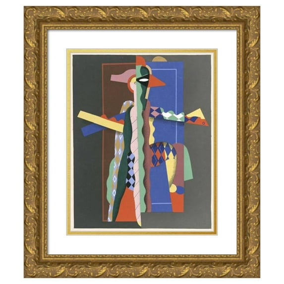 Georges Valmier 12x14 Gold Ornate Wood Frame and Double Matted Museum Art Print Titled - Decors and Colors Collection Pl.13 (1930)