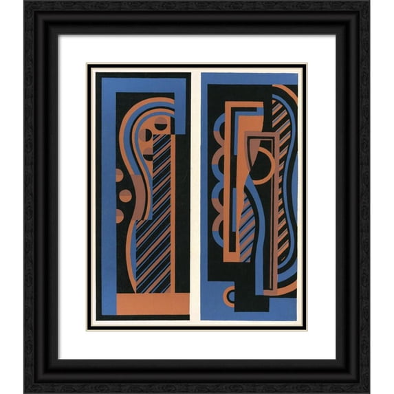 Georges Valmier 15x18 Black Ornate Wood Framed Double Matted Museum Art Print Titled - Decors and Colors Collection Pl.01 (1930)
