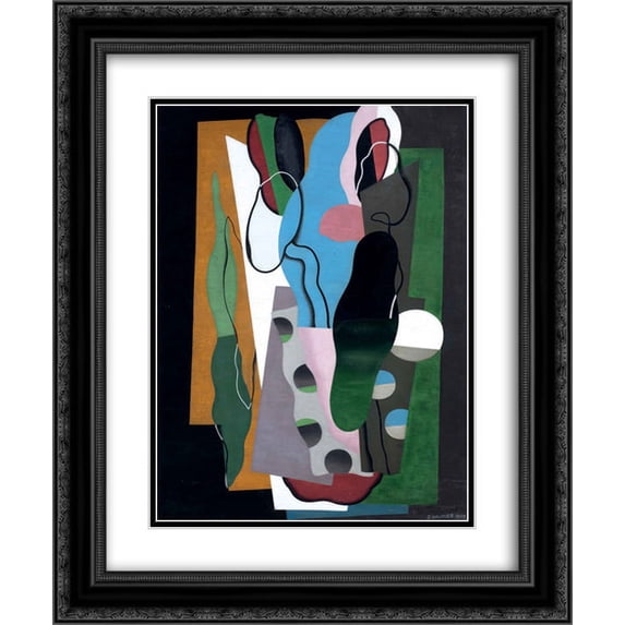 Georges Valmier 2x Matted 20x24 Black Ornate Framed Art Print 'Les Tullipes'