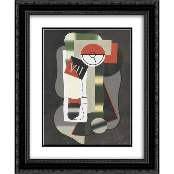 Georges Valmier 2x Matted 20x24 Black Ornate Framed Art Print 'Time'