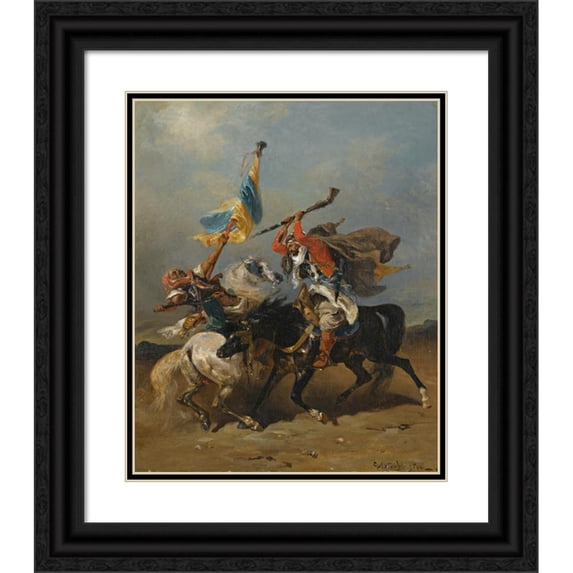 Georges Washington 20x24 Black Ornate Framed Double Matted Museum Art Print Titled: The Fight