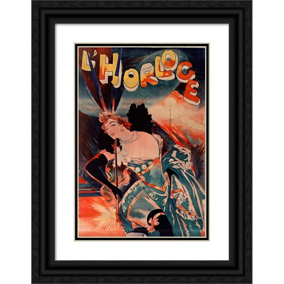 Georges de Feure 11x14 Black Ornate Wood Framed Double Matted Museum Art Print Titled: The Clock (1900)