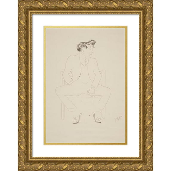 Georges de Zayas 11x14 Gold Ornate Wood Frame and Double Matted Museum Art Print Titled - Caricature of Albert Gleizes (1919)