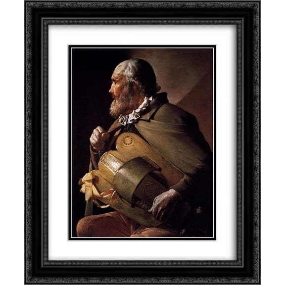 Georges de la Tour 2x Matted 20x24 Black Ornate Framed Art Print 'The Blind Hurdy Gurdy Player'
