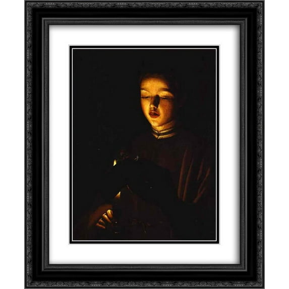 Georges de la Tour 2x Matted 20x24 Black Ornate Framed Art Print 'The Young Singer'