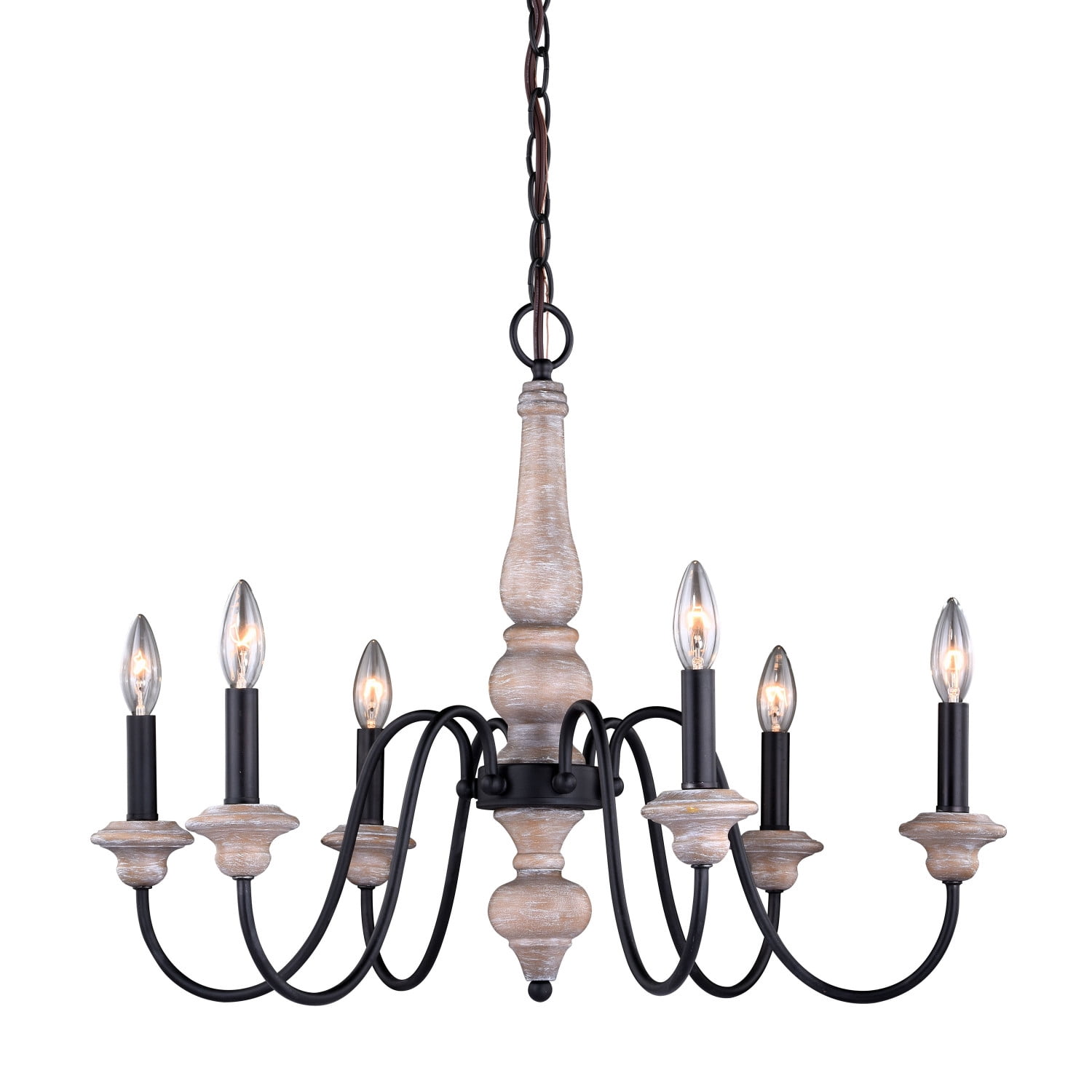 Georgetown 6-Light Vintage Ash and Bronze Chandelier