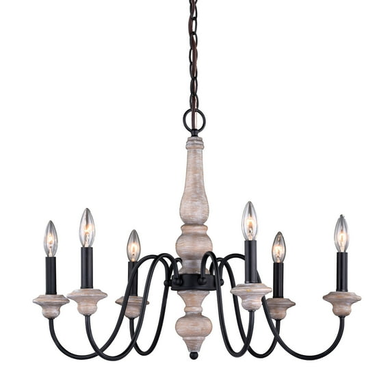 Georgetown 6 Light Gray Wood Farmhouse Chandelier