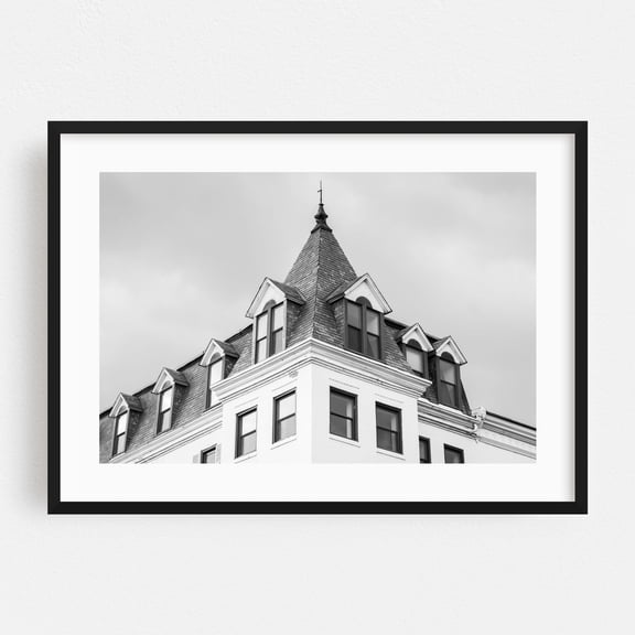 Georgetown Architectural - Washington District of Columbia Photography Architecture Black and White City Vintage Art Deco Black Framed Wall Art Print 5 x 7 inches