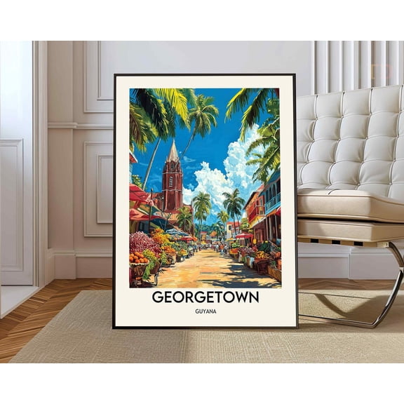 Georgetown Guyana City Poster, Unframed Paper Poster 8x10in