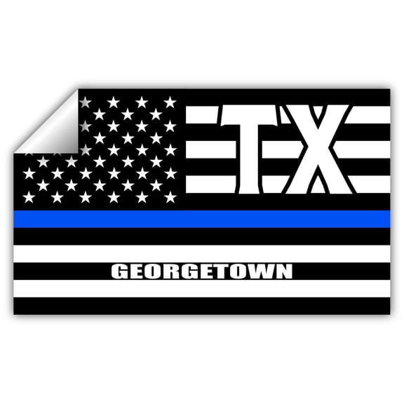 Georgetown TX Texas Williamson County Thin Blue Line Stealthy USA Flag - Honoring Law Enforcement Officers Flags - Blue Lives Matter Euro Decal Bumper Sticker 3M Vinyl 3" x 5"