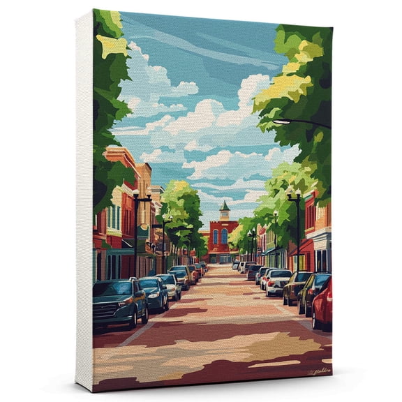 Georgetown Travel Canvas, Texas Canvas Print vintage, Colorful Georgetown Decor City Road, Texas Pictures Wall Art - 102AZ511