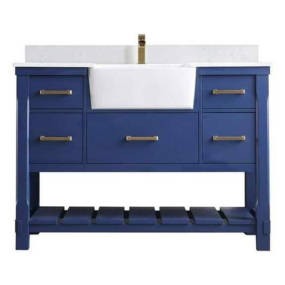 Georgia 48" Aosta White Stone Top Single Vanity w/o Mirror Jewelry Blue