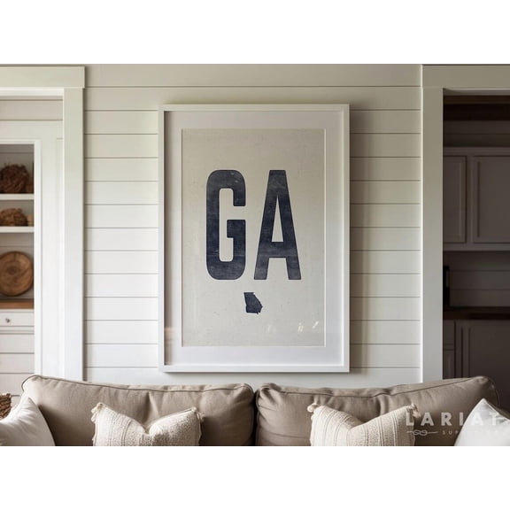Georgia Abbreviation Woodcut Vintage Artwork Distressed Ga State Rolled Print Art