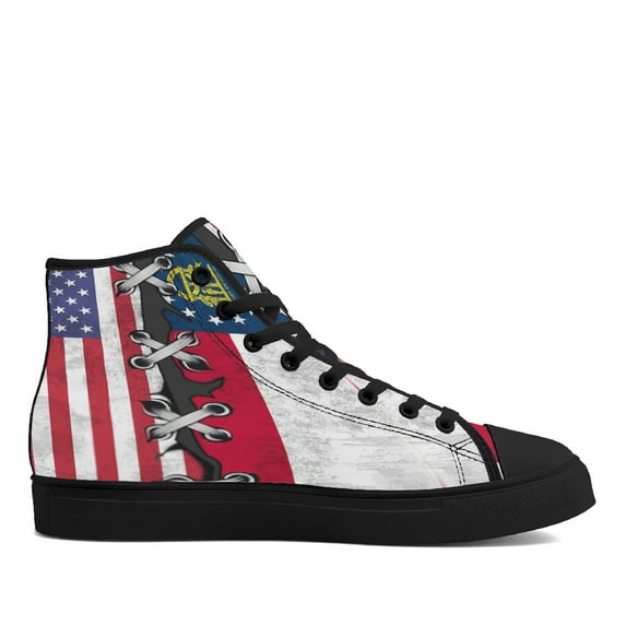 Georgia And American High Top Canvas Shoes Sneakers Black Size 6