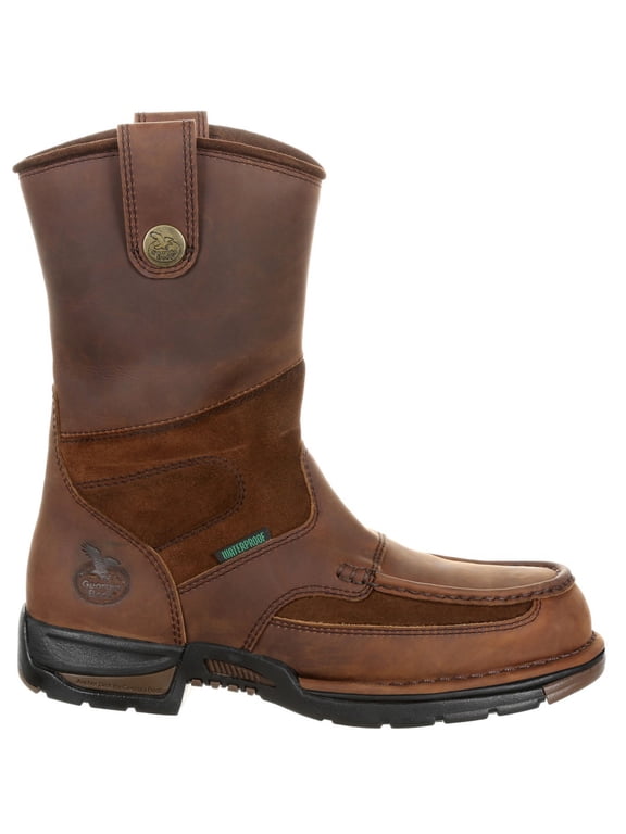 Georgia Athens Steel Toe Waterproof Wellington, Brown, Size 10.5(M)