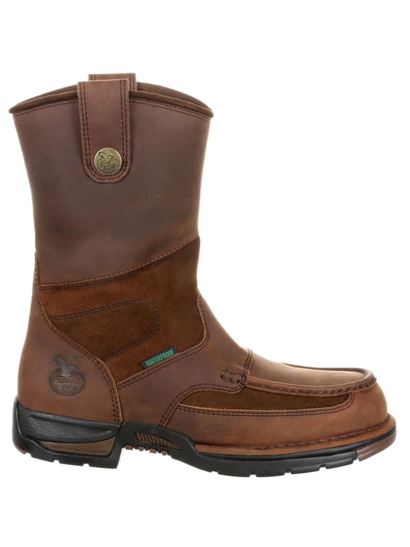 Georgia Athens Waterproof Wellington Work Boot, Brown, Size 10.5(M)