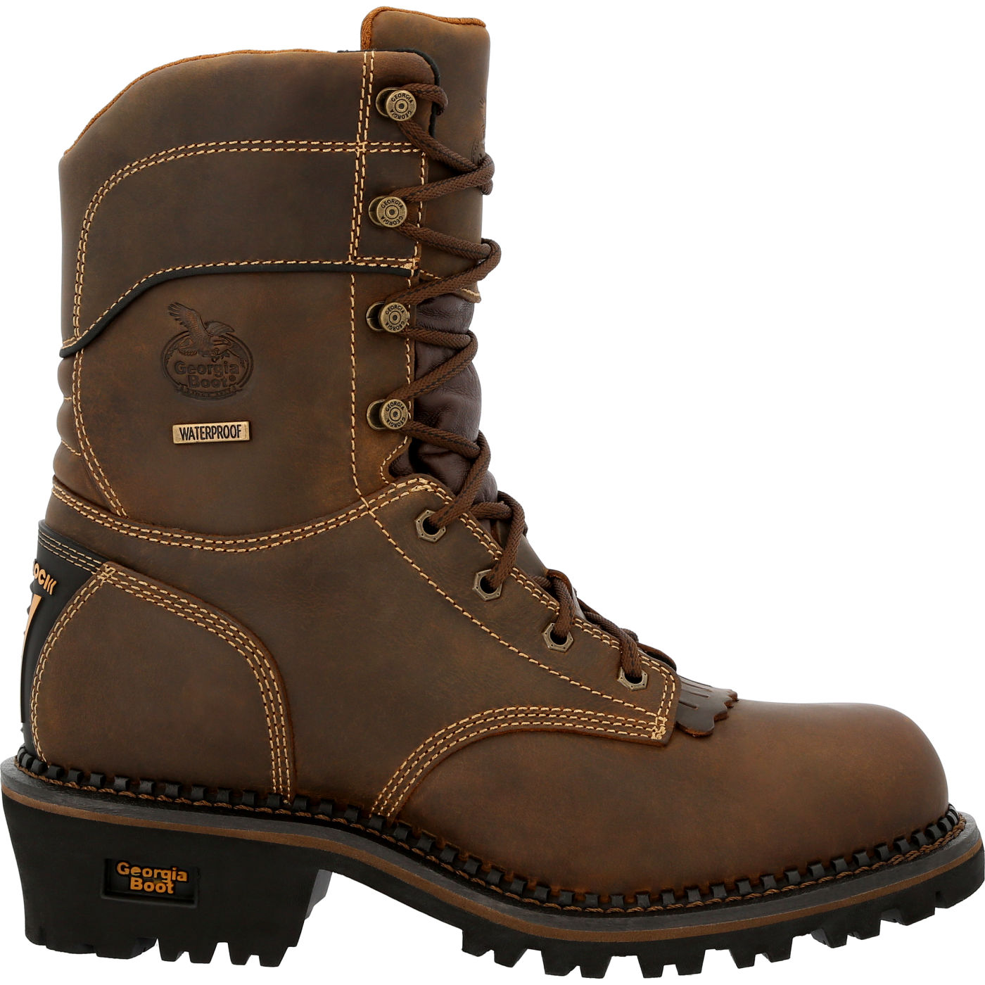 Stivali Da Lavoro Georgia Boot AMP LT: Impermeabili, Puntale Composito, Tacco Basso E Pelle Pieno Fiore