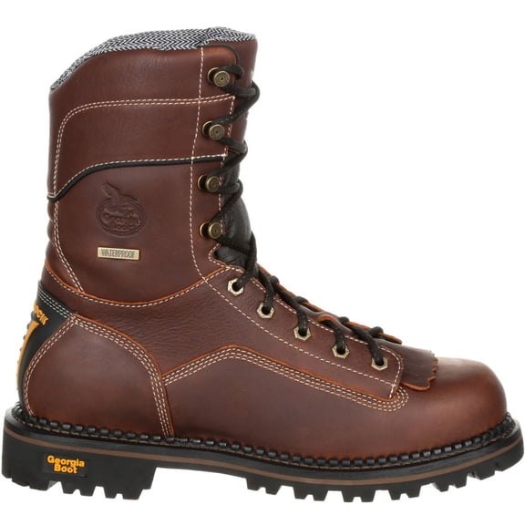 Georgia Boot AMP LT Logger Low Heel Waterproof Work Boot, Brown, Size 13(W)
