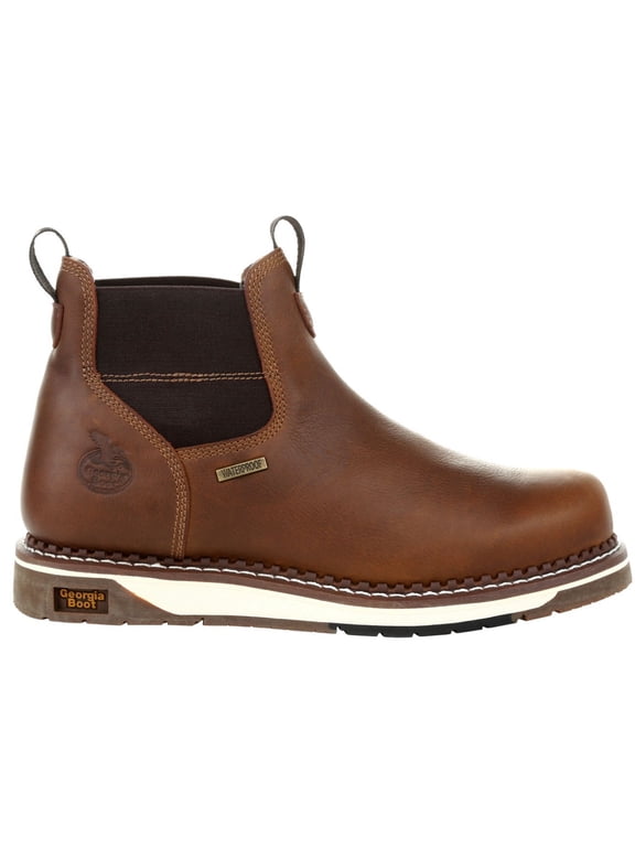 AMP LT Wedge Waterproof Chelsea Work Boot, Brown, Size 12(W)