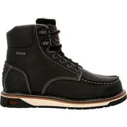 Georgia Boot AMP LT Wedge Waterproof Moc-Toe Black Work Boot, Black, Size 11W