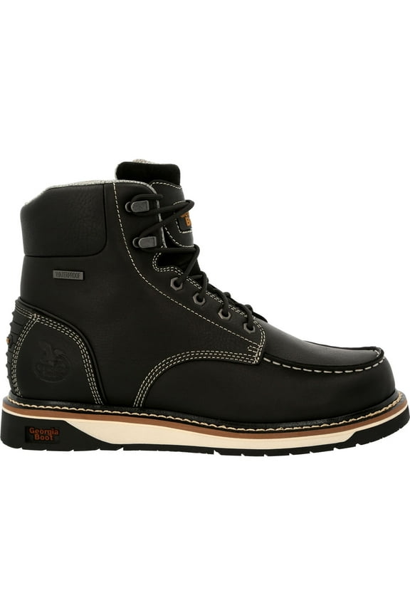 AMP LT Wedge Waterproof Moc-Toe Black Work Boot