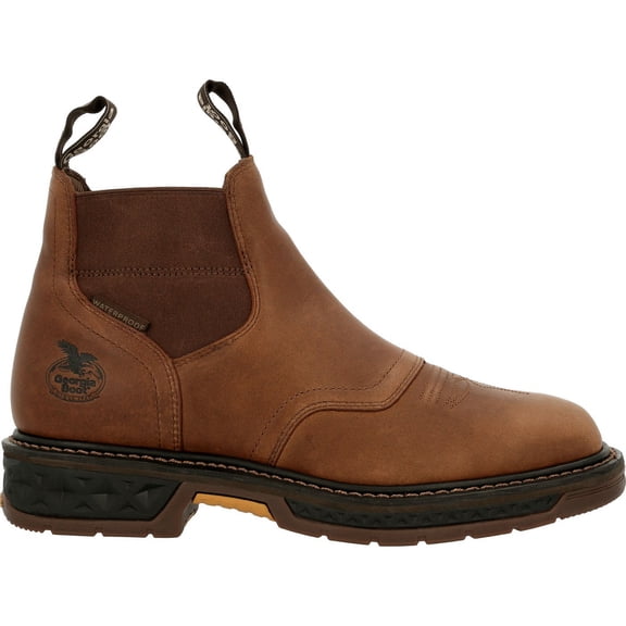 Georgia Boot Carbo-Tec LT Waterproof Chelsea Work Boot, Brown, Size 14(W)