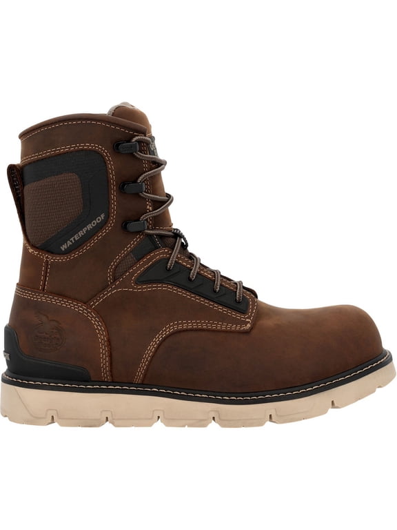 Carbon Flex Wedge 8" Waterproof Work Boot, Brown, Size 10.5(M)