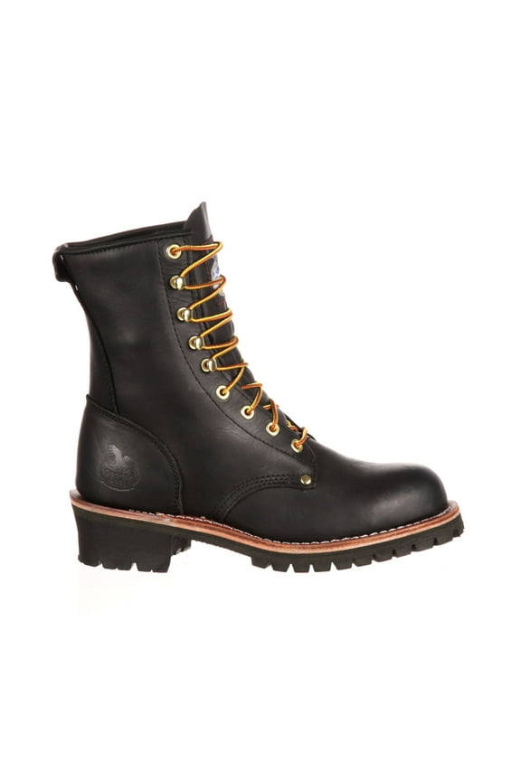 Men's Georgia 8" Lace-Up Loggers Work Boots BLACK 8 M