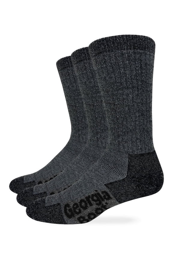 Georgia Boot Mens Merino Wool Blend Seamless Toe Crew Socks 3 Pair Pack