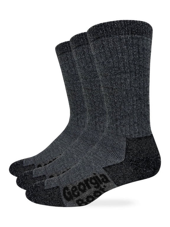 Georgia Boot Mens Merino Wool Blend Seamless Toe Crew Socks 3 Pair Pack